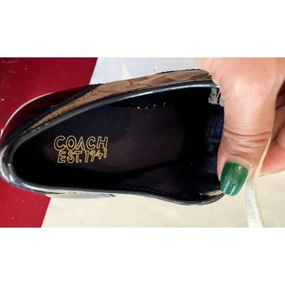 SIZE 6. COACH Folly logo canvas &‎ leather sneakers shoes.